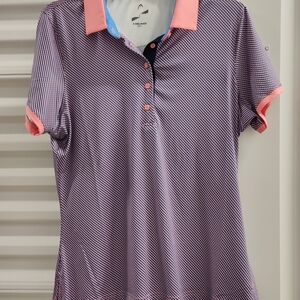 Head Women's Pink and Navy Button Down Shirt